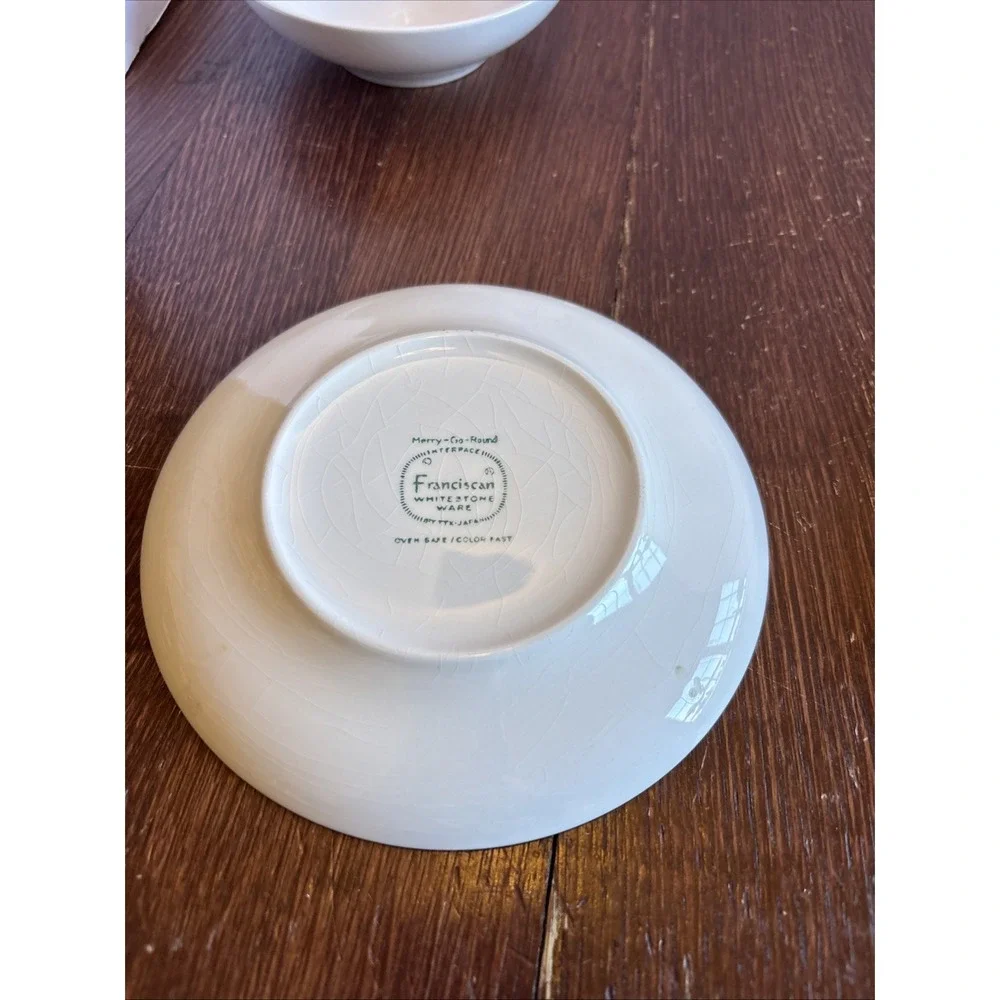 5‎ pc place setting Franciscan Merry Go Round  White Stone Ware  Pre-owned
